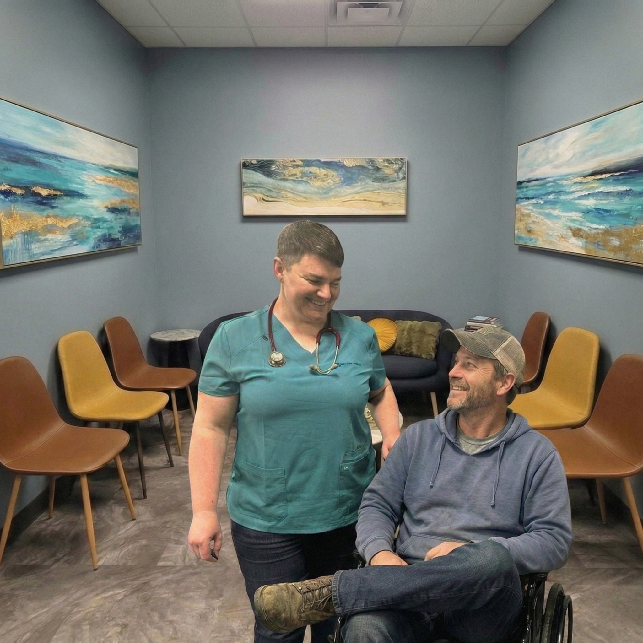 Clinician and patient at Modern Medical Hyperbaric Clinic